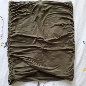 Free People Olive Green Ruched Mini Skirt